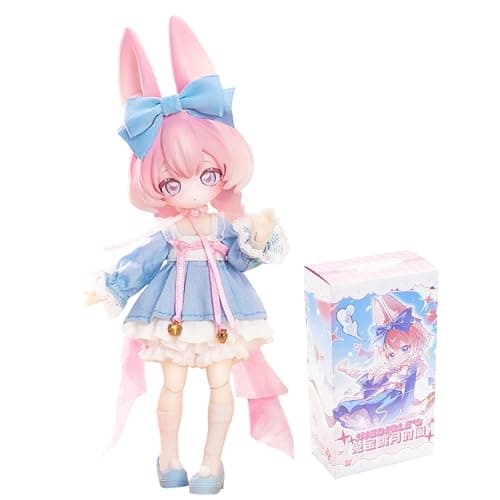 CALEMBOU BJD Blind Box, Jumping Moon Time Rabbits Series 16cm Ball Jointed Doll, Cute Dress Up Doll with Joints, Collection Action Figure Toys, Gift for Girls Boys (Jumping Moon Time-1pc) - Image 1