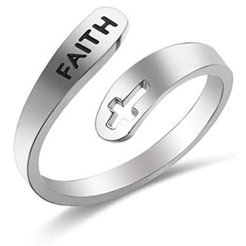 XOYOYZU Inspirational Rings for Women Statement Stainless Steel Spiral Wrap Twist Ring Encouragement Personalized Jewelry Birthday Gifts - Image 1