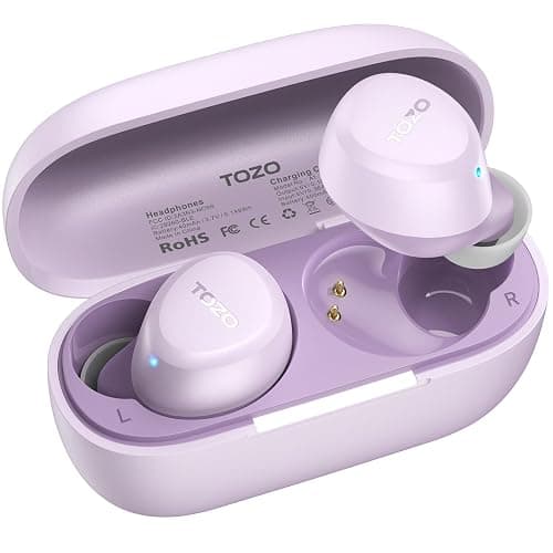 TOZO A1 Wireless Earbuds Bluetooth 5.3 Light Weight in Ear Headphones | IPX5 Waterproof,2 Mics for AI Calls,Immersive Premium Sound Bass Headset with Charging Case,32 EQ via App Light Purple - Image 1