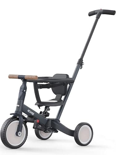 newyoo TR008 Tricycle for Toddlers 1-3, 5 in 1 Baby Balance Bike, Christmas and Birthday Gift for Boy and Girl, Toddler Bike with Parent Push Handle & Safety Guard, Dark Gray, TR008 - Dark Gray - Image 1