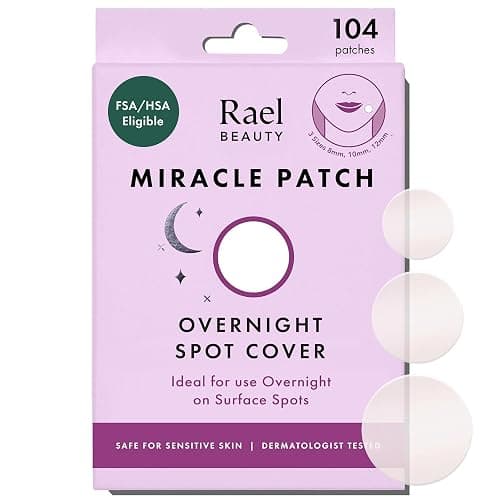 Rael Miracle Overnight Spot Cover - Thicker & Extra Adhesion, Hydrocolloid Patches, Stickers for Face, Absorbing Cover, 3 Sizes (104 Count) - Image 1