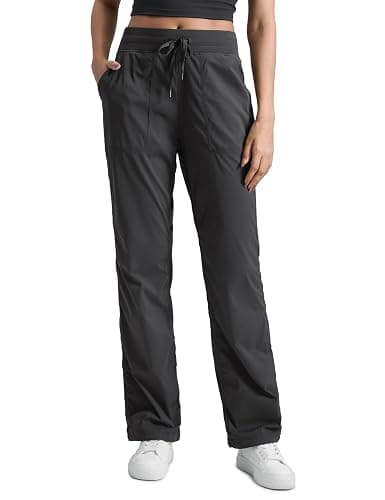 CRZ YOGA Lightweight Straight Leg Workout Pants for Women 28"/30"/32" - Ruched Casual Work Athletic Joggers with Pockets - Image 1
