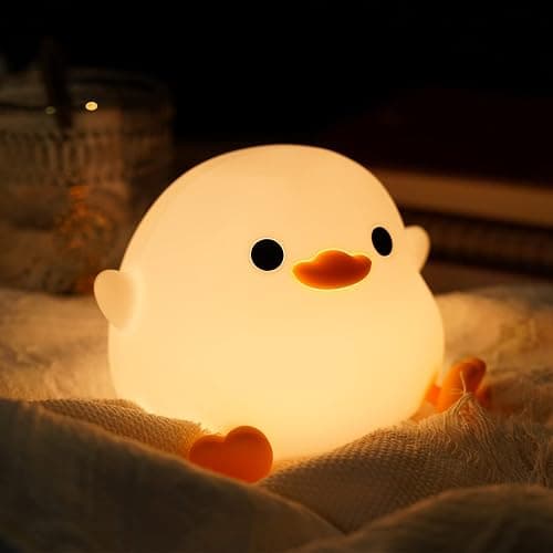Amaredom DoDo Ente Nachtlicht, Niedliche Entenlampe, Silikon Dimmbar Kinderzimmer Nachtlicht, Wiederaufladbare LED Nachttischlampe mit 20 Minuten Timer, Baby Mädchen Frauen Schlafzimmer Wohnzimmer - Image 1