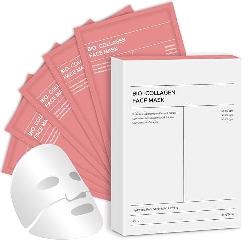 Bio Collagen Face Mask, 5 Pieces Hydrogel Overnight Masks, Hydrating, Moisturizing, Refining Pores, Anti-aging and Improving Skin (Red) - Image 1