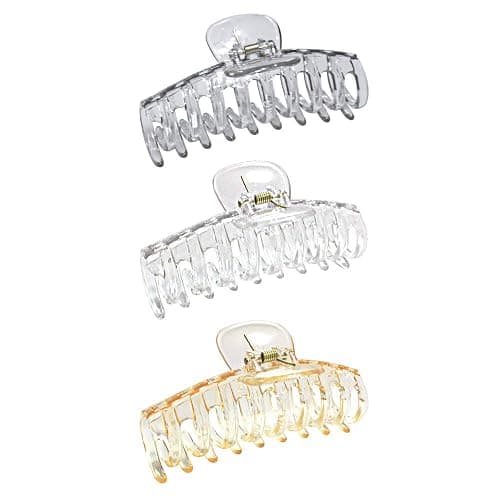 ACCGLORY Clear Claw Clips for Women Thick Hair Crystal Resin Large Hair Clips for Women Fine Invisible Transparent Big Jaw Clips Hair Accessories - Image 1