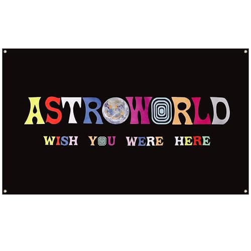 Buduidry Astroworld Logo Flag, Black, 3x5 Feet, All Seasons, Unisex, Indoor/Outdoor, Music Festival, Foldable, Tear Resistant, 35.43" x 59.06" - Image 1