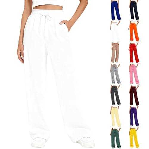 Women's Wide Leg Sweatpants Fleece Lined Baggy Sweat Pants Lounge Fashion Clothing Athletic Joggers with Pockets - Image 1