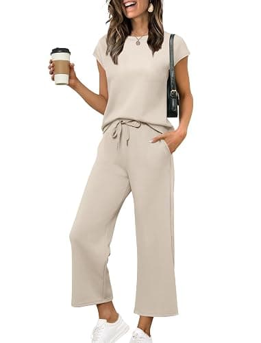 SAMPEEL Two Piece Sets for Women Summer Vacation Outfits Cap Sleeve Tops Lounge Matching Sets Clothing Beach Fashion Clothes - Image 1