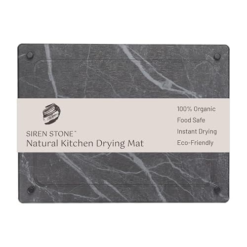 LARGE Siren Stone Natural Dish Drying Mat for Kitchen Counter - Premium Diatomaceous Earth Mat | Quick Drying, Super Absorbent | Non-Toxic, BPA-Free, Eco-Friendly | Female-Founded USA Brand (18"x14") - Image 1