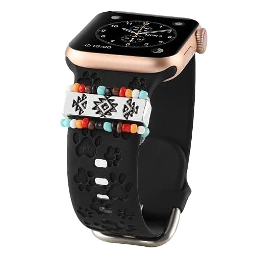 Decorative Rings Loops Compatible with Apple Watch Charms Band 38mm 40mm 44mm 45mm 41mm 42mm, Diamond Ornament Silicone Watchband Accessories for iwatch Series 9-1 & SE (No Band) - Image 1