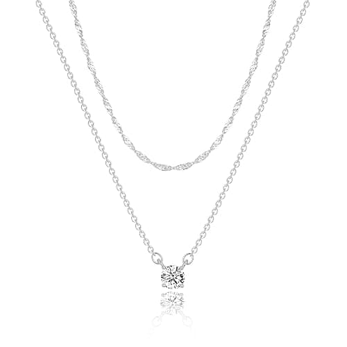 Tewiky Dainty 14k Gold Plated/Silver Cubic Zirconia Necklaces for Women, Simple CZ Jewelry Necklaces Trendy Gifts - Image 1