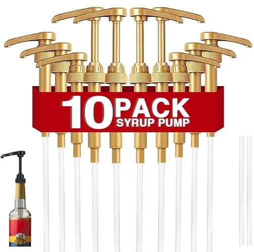 10 Pcs Gold Coffee Syrup Pump, Compatible with 25.4 Oz/750ml Bottles, Syrup Dispenser Pumps Great for Home & Coffee Bar Drinking Mixes, Tea, Beverage, Cocktails - Image 1