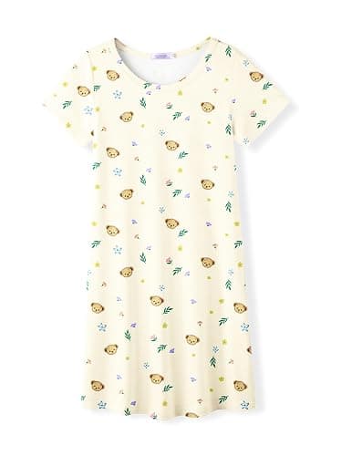 Arshiner Girls Nightgowns Summer Soft Cute Cartoon Print Pajama Sleep Dress for Kids 4-12 Years - Image 1