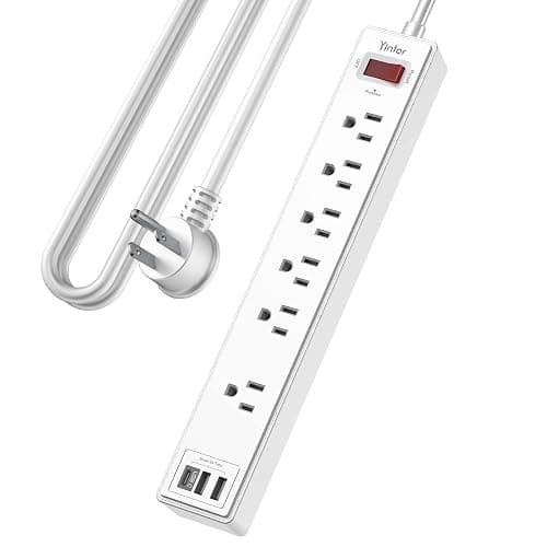 10 Ft Power Strip Surge Protector - Yintar Extension Cord with 6 AC Outlets and 3 USB Ports for Home, Office, Dorm Essentials, 1680 Joules, ETL Listed, White - 10 Ft - White - Image 1