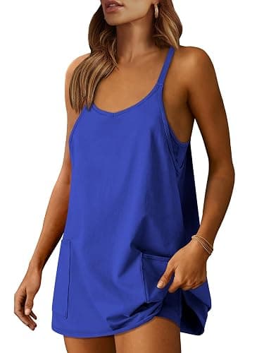 Listful | ANRABESS Women Athletic Dress Summer Tennis Workout Active Sports Mini Romper Dress Built in Shorts Travel Vacation Clothes - Medium - Royal Blue | My Wishlist - Image 1