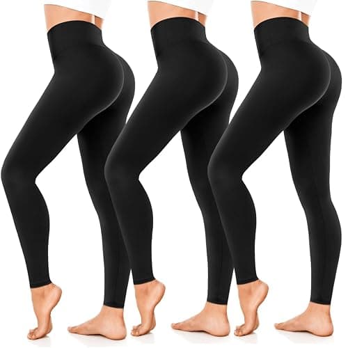 FuelMeFoot Leggings Damen High Waist Blickdicht Leggins mit Bauchkontrolle Slim Fit Angenehm Weiche Elastische Sportleggings. - 3 Pack-schwarz/Schwarz/Schwarz - S-M - Image 1