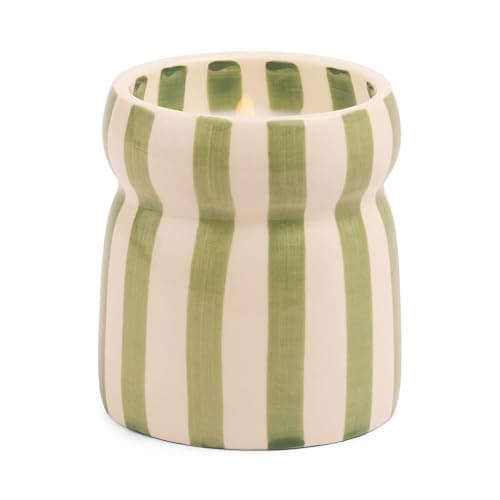 Paddywax Cabana Hand-Painted Scented Candle in Ceramic Reusable Food Safe Jar, Clean-Burn Soy Candle with Approx. 42 Hour Burn Time, Sage – Bora Bora, 6.5 oz - Image 1