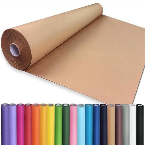 PerkHomy 24" x 2,400" (200') Brown Kraft Paper Roll for Craft Bulletin Board Paper Art Table Covering Crafting Gift Wrapping Bouquet Packing Parcel 70GSM 50LB (Brown, 24" x 200') - Brown - 24" Width x 200' Length - Image 1