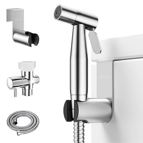 Arofa Handheld Bidet Sprayer for Toilet-Adjustable Water Pressure Control with Bidet Hose for Feminine Wash, Stainless Steel Brushed Nickel Cloth Diaper Bidet Toilet Sprayer for Baby Wash - Image 1