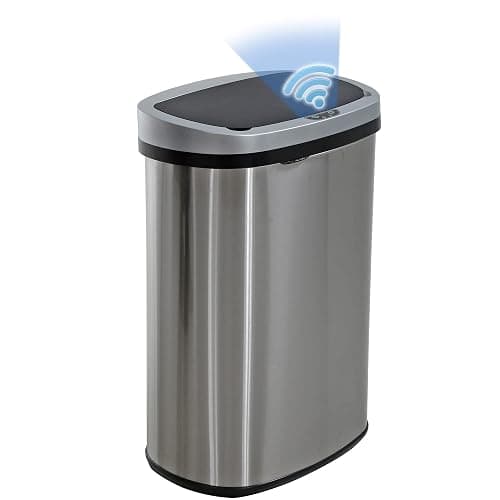 Kitchen Trash Can with Lid, 13 Gallon Automatic Garbage Can for Bathroom Bedroom Home Office 50 Liter Touch Free High-Capacity Brushed Stainless Steel Waste Bin - Stainless Steel - Stainless Steel - Image 1