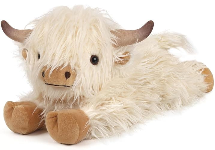 Highland Cow Stuffed Animals, Microwavable Stuffed Animal Adorable Fluffy Highland Cow Plush for Warmth Comfort, Heatable Coolable Lavender Scent Toy, Cute Soft Plushies Gift for Kid Boy Girl & Adult - Image 1