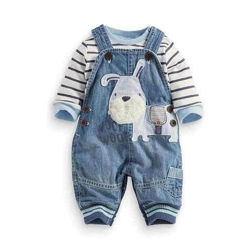 LvYinLi Cute Baby Boy Clothes Suit Toddler Boys' Striped long Sleeve T-Shirt+Denim Overalls Jumpsuit Pants Outfits Sets - Image 1