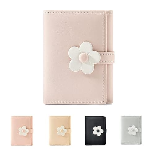 MEISEE Small Wallet for Girls Women Tri-folded Wallet Cash Pocket flowers Print Card Holder Coin Purse with ID Window elegant youthful and cute (2-pink-2) - Image 1
