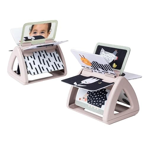 Taf Toys Black & White Rattling Spinning Book High Contrast Newborn Baby Toy 0-6 6-12 Months with Mirror for Visual Stimulation, Tummy Time & Early Cognitive Development, Montessori Learning Activity - Black & White Spinning Book - Image 1