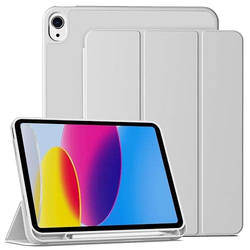 IAMKHO for iPad (A16) 11th/10th Gen 11"/10.9" Case with Pencil Holder, Gray | For iPad A16 11 inch 2025, iPad 10th Generation 2022, Precise Cutouts, Auto Wake/Sleep, Touch ID, Slim Trifold Stand - Image 1