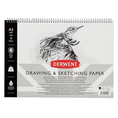 Derwent Sketch Pad, A3, Landscape, 16.54 x 11.69 Inches Sheet Size, Wirebound, 30 Sheets (2300141) - Image 1
