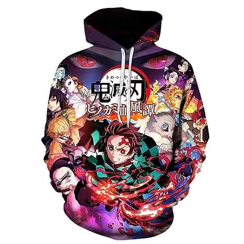 AONUOWE Slayer Hoodie Kimetsu no Yaiba 3D Printed Anime Hooded Sweatshirt Pullover Tops Outerwear for Men and Women - Image 1