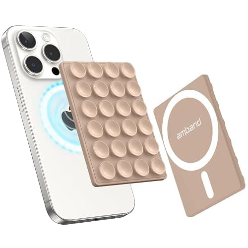 amBand Magnetic Suction Phone Mount Trendy Stocking Stuffers for Men Women Dad Mom Adults, Removable Brown Octo Cup Buddy Sticky Holder for Hands-Free Selfie/Video, Milk Tea - Image 1