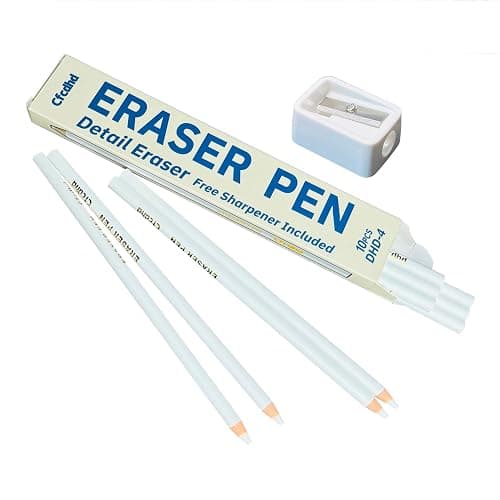 Precision Eraser Pen 10-Pack, Pencil Style Art Eraser for Sketching Drawing, Accurate Force Transmission Eraser for Artist School Office, No Wobble Clean Erasing - Image 1