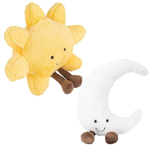 Sun and Moon Plush, Smiling Fun Filled Sun Pillow, 12" Moon and Sunshine Animal Pillow Soft Plush Toy for Children's Birthday Gift (2PCS) - Image 1