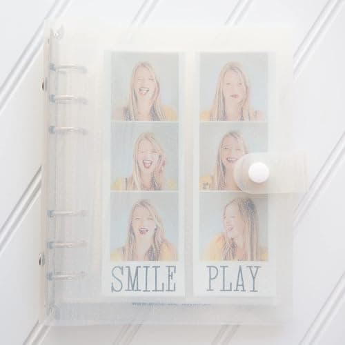 Photo Booth Photo Album - 6 Ring Glitter Notebook Sparkle Binder With 20 2x6 Photo Sleeves - Fits 80 Slide In Photobooth Strips (2x6, QUARTZ) - Image 1