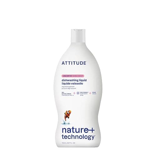 ATTITUDE Dish Soap, EWG Verified, Plant-Based & Vegan Dishwashing Liquid, Naturally Derived, Unscented, 23.7 Fl Oz - Image 1