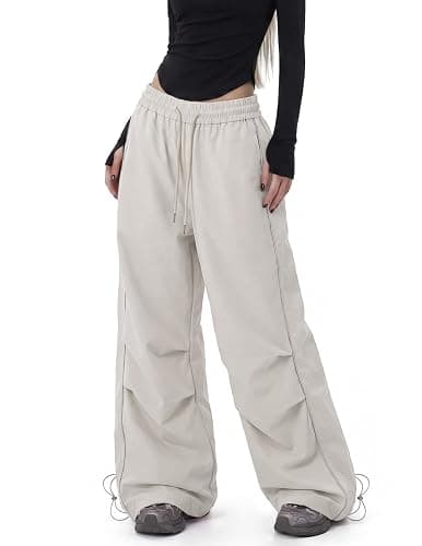 NEVSTUDIO Dance Pants for Women, Wide Leg Parachute Pant, Baggy Sweatpants with Elastic Waist, Casual Y2k Streetwear - Image 1