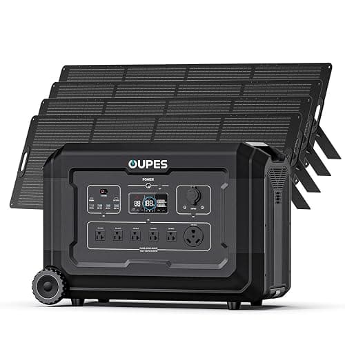 OUPES Mega 3 Solar Generator 3600W, 3072Wh Power Station with 4x240W Solar Panels, 6 X 3600W (7000W Surge) AC Outlets, Intelligent BMS LiFePO4 Battery for Home Backup Outdoors Camping RV Emergency - Mega 3+4*240W panel - Image 1