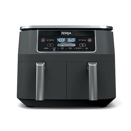 Ninja Foodi 6-in-1 8-qt. (7.6L) 2-Basket Air Fryer DualZone Technology, Match Cook & Smart Finish to Roast, Broil, Dehydrate & More for Quick, Easy Meals, Slate Grey (DZ201C) Canadian Version - 8 Quart - Image 1