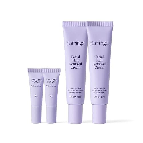 Flamingo Women's Facial Hair Removal Cream with Calming Serum - (2 Pack) 1.35 fl oz - Removes Hair from Chin, Upper Lip, and Sideburns - Image 1