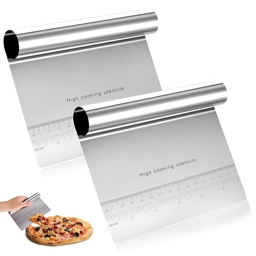 2 Ramasse Légumes Cuisine, Raclette en Acier Inox, Grattoir à Pâtes en Acier Inoxydable, Pelle à Légumes, Grattoirs Coupe Pate Spatule Cuisine, Spatule à Pâte, Coupe-Pâtes Pizza Gâteau Patisserie - Image 1