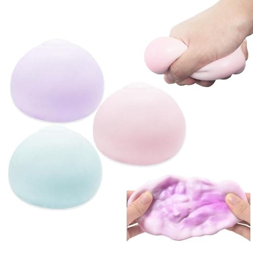 Chicooan 3 Pack Squishy Toys Stress Balls, Sand Squishy Balls ASMR Toys with Air Pumps Smoothie Balls for Stress Relief, Squeeze Fidget Toys for Party Favors - Image 1