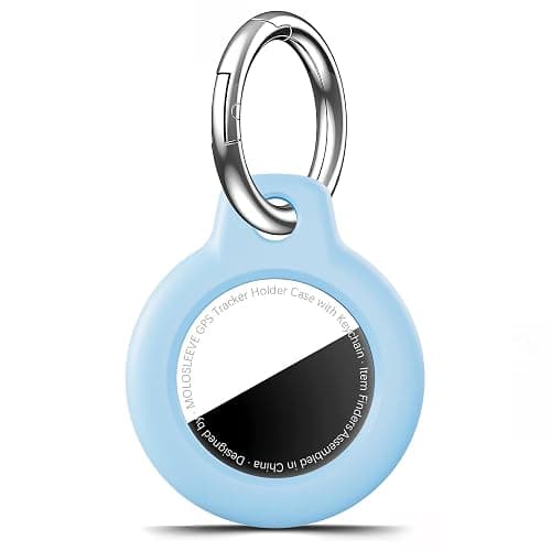 MOLOSLEEVE for Airtag Holder Case with Keychain, Shockproof GPS Cover Anti-Scratch Key Chain for Air Tags, for Airtags Accessories for GPS Item Tracker Cases for Bags, Luggages, Light Blue - Image 1