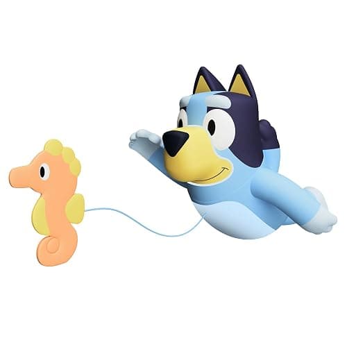 Toomies Bluey Swimming Bath Toy - Bluey Toys Includes Attached Seahorse Baby Toy and Swims on Back or Front - Toddler Bath Toys and Water Toys for Outdoor Play – Ages 18 Months and Up - Image 1