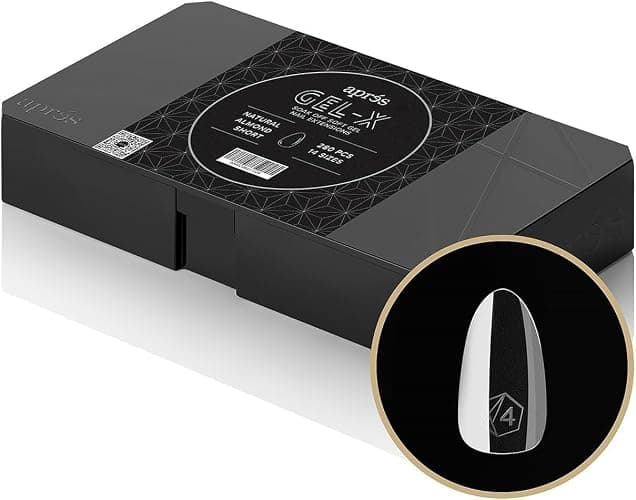 Aprés Gel-X® Almond Box of Nail Tips | 280 Gel-X Tips, Soft Tips, 14 Sizes 00-9 | Half-sizes Included (Natural Almond Short, 280 Count) - Image 1