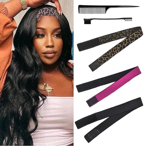 AIFIHIYI Elastic Bands Set for Wigs and Lace Frontals - 3 pieces with Rat Tail Comb, Edge Brush, Melting Band for Laying Edges and Keeping in Place - Image 1