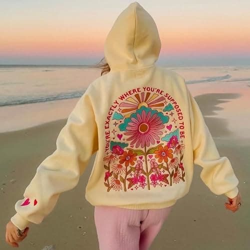 Sastianaen Cute Graphic Hoodies for Teen Girls Y2k Oversized Print Hoodie Vintage Preppy Pullover Sweatshirt - Image 1