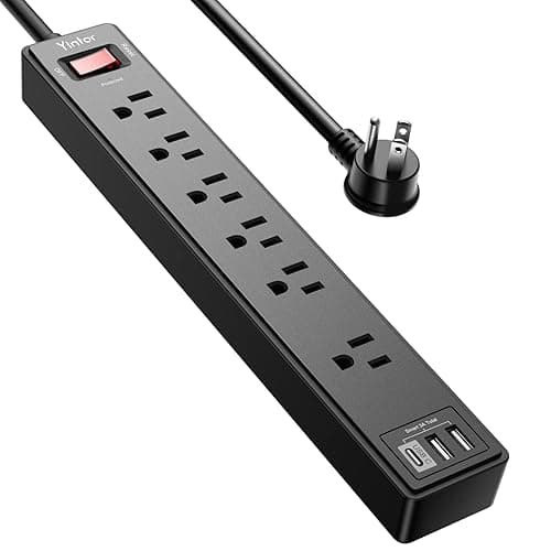 6Ft Power Strip Surge Protector - Yintar Extension Cord with 6 AC Outlets and 3 USB Ports for for Home, Office, Dorm Essentials, 1680 Joules, ETL Listed, (Black) - Image 1