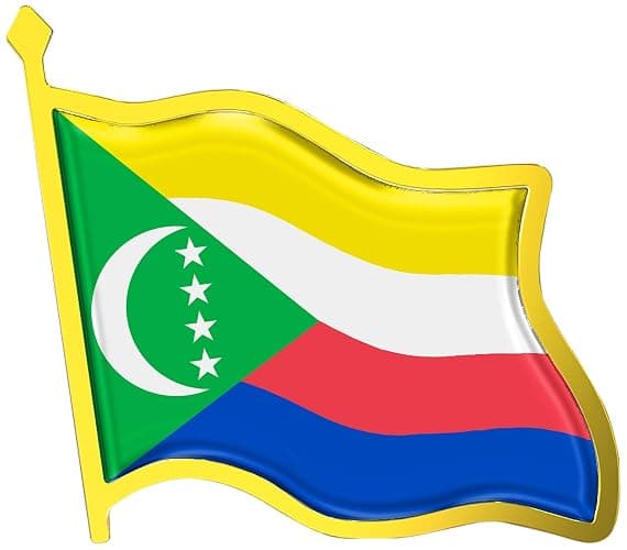 Comoros Flag Lapel Pin - Enamel Metal National Badge | World Travel Souvenir Gifts for Men & Women | Country Flag Patriotic Brooch Bulk Pack of Pins for Hat, Tie, Clothes, Backpack (1pc) - Image 1