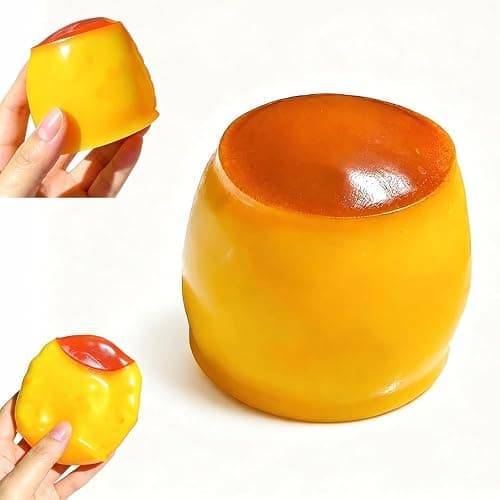 Crunchy Squishy Stress Ball Caramel Pudding Style | Slow Rising Sensory Squeeze Toy Crunchy Bead Filled ASMR Anxiety Relief Relax for Stress Relief Stretchy Desk Toy - Image 1